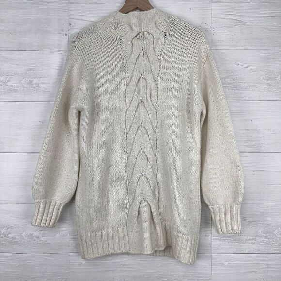 Faherty Stella Long Line Cardigan Women XS Wool Alpaca Cable Knit Ivory Cream - Picture 8 of 16